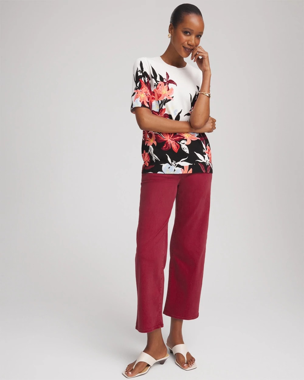 Chico's Online Russet Red Girlfriend Wide-Leg Crop Jean