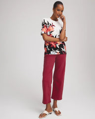 Chico's Online Russet Red Girlfriend Wide-Leg Crop Jean