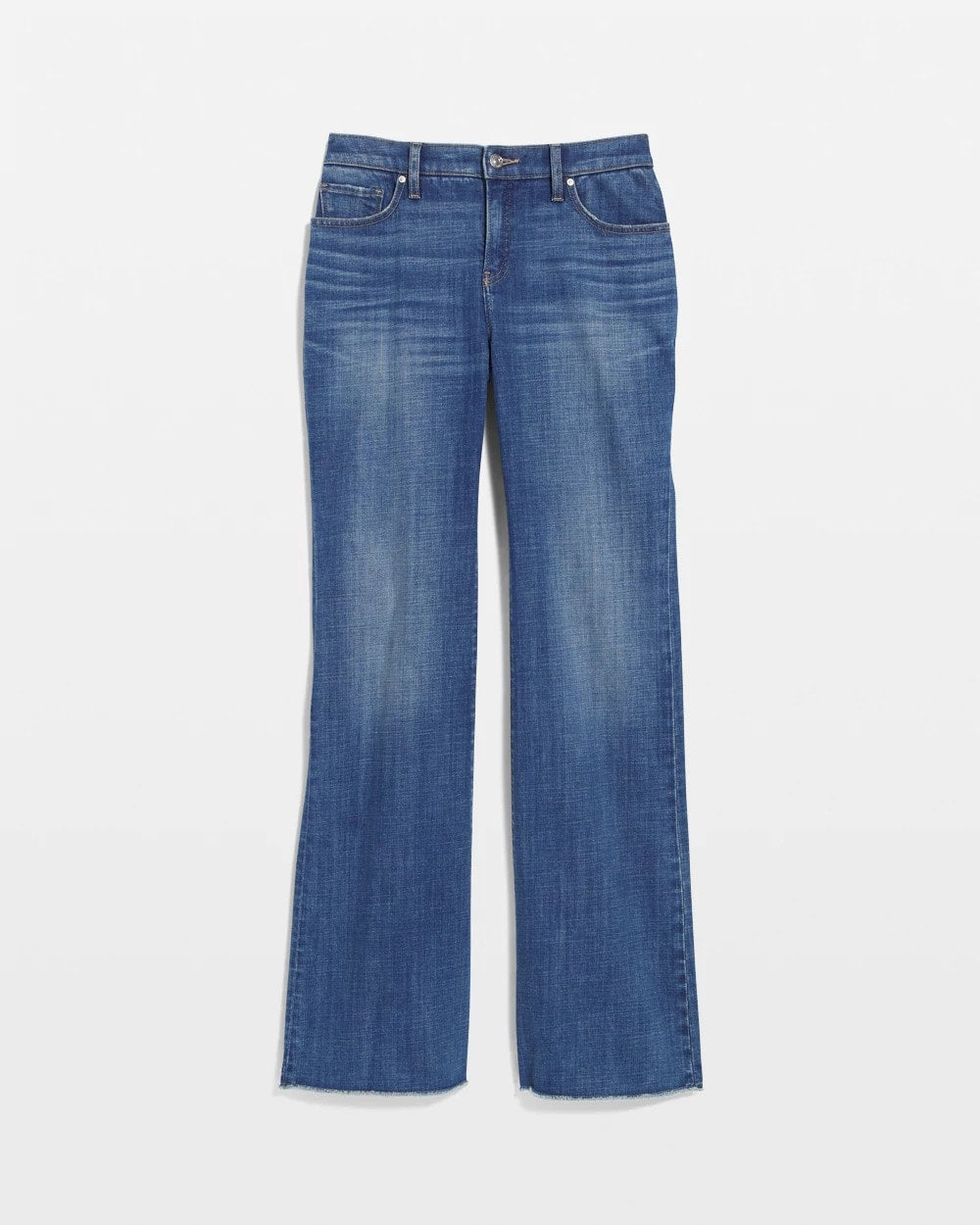 Chico's Discount Jessamine Indigo Girlfriend Frayed Flared Jeans