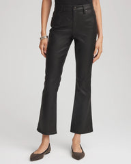 Chico's Outlet Black Coated Girlfriend Cropped Flared Jeans