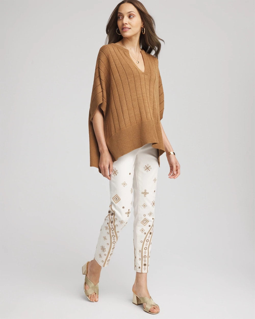 Chico's For Sale Sea Salt Embellished Girlfriend Slim Ankle Jeans