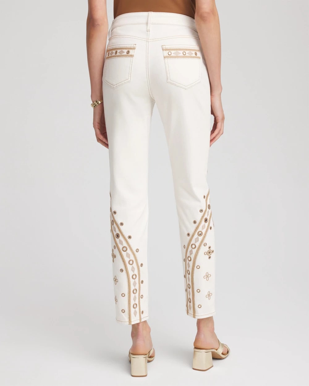 Chico's For Sale Sea Salt Embellished Girlfriend Slim Ankle Jeans