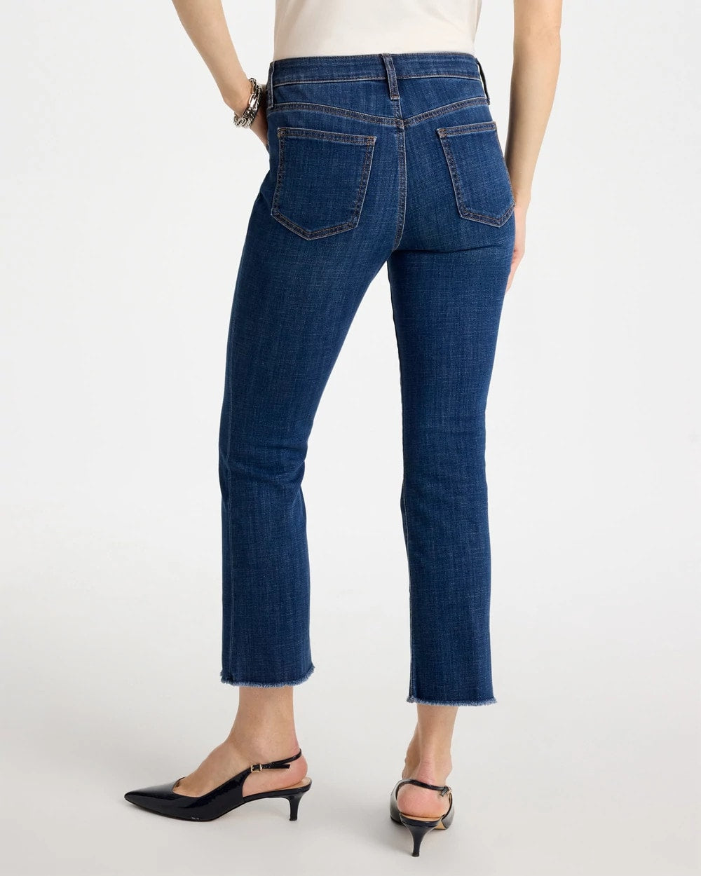 Chico's Online Carina Indigo Petite Girlfriend Fray Hem Kick Flares