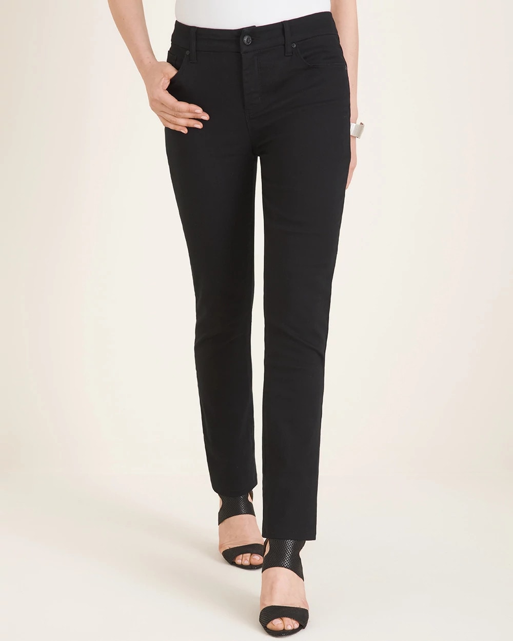 Chico's Discount Black Girlfriend Slim Straight Jeans