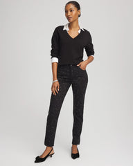Chico's Sale Black Stone Embellished Girlfriend Slim Ankle Jeans
