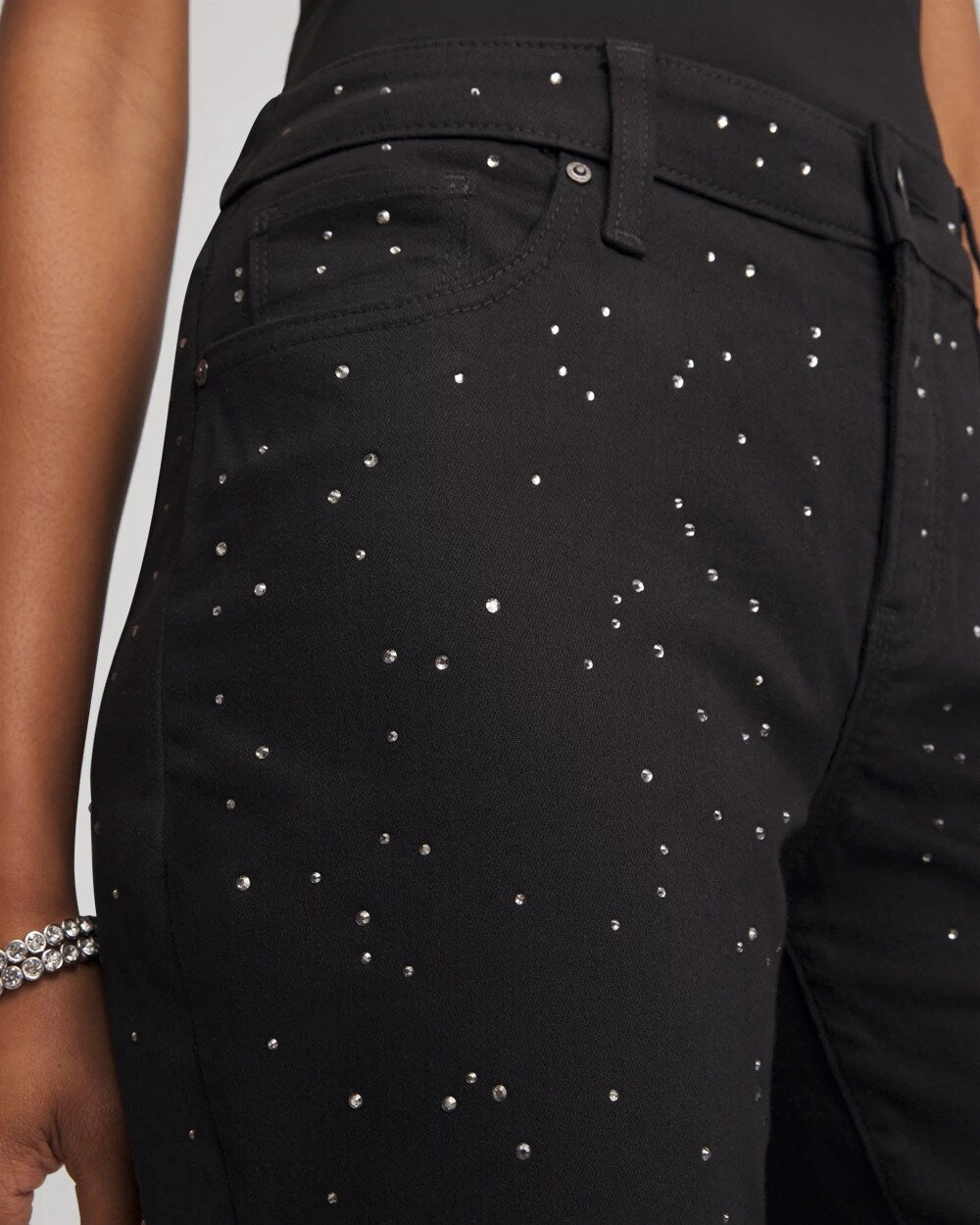 Chico's Sale Black Stone Embellished Girlfriend Slim Ankle Jeans