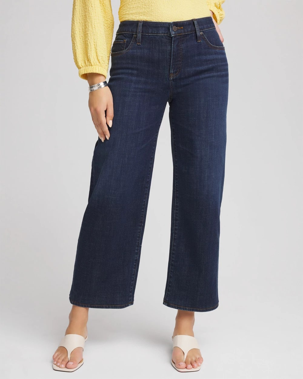 Chico's Sale Dark Sapphire Indigo Girlfriend Wide-Leg Cropped Jean