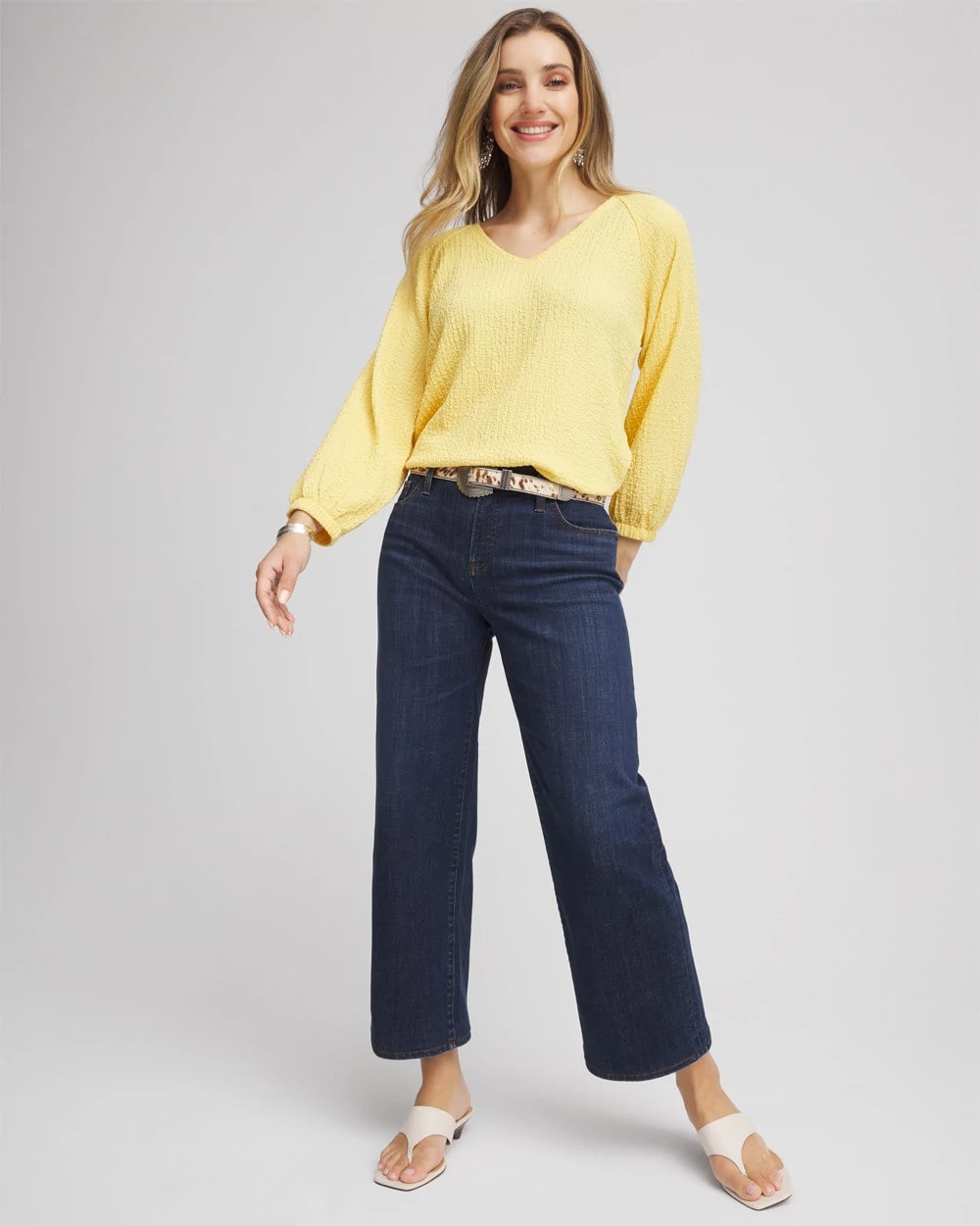 Chico's Sale Dark Sapphire Indigo Girlfriend Wide-Leg Cropped Jean