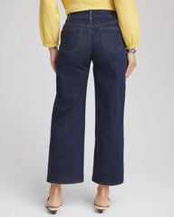 Chico's Sale Dark Sapphire Indigo Girlfriend Wide-Leg Cropped Jean