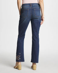 Chico's Online Spellbound Indigo Embellished Girlfriend Cropped Flared Jeans