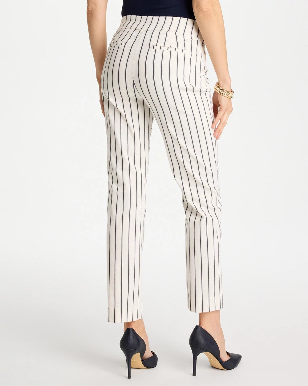 Chico's On Sale Alabaster Pinstriped Brigitte™ Slim Ankle Pants