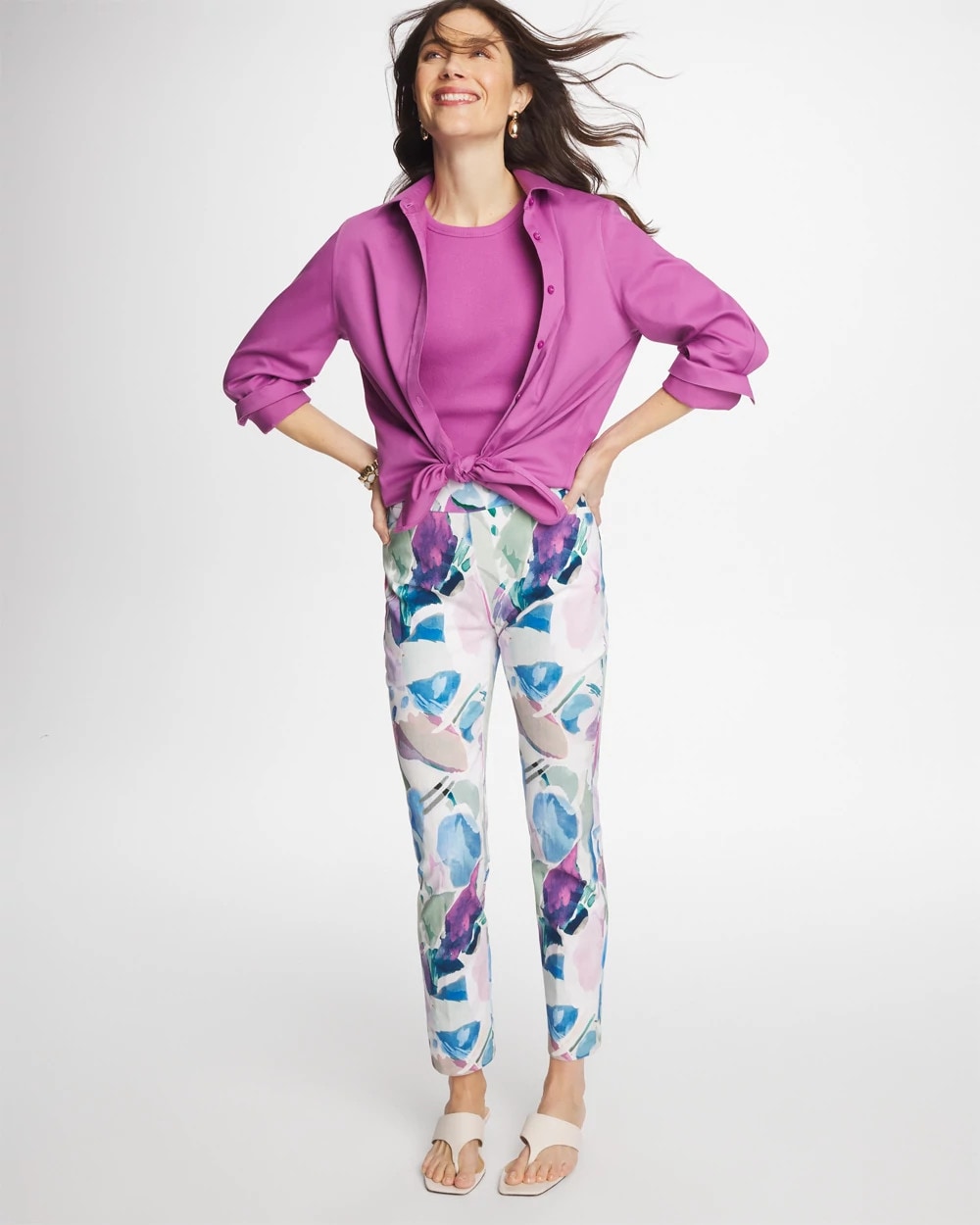 Chico's For Sale Passport Blue Blur Geo Brigitte™ Slim Ankle Pants