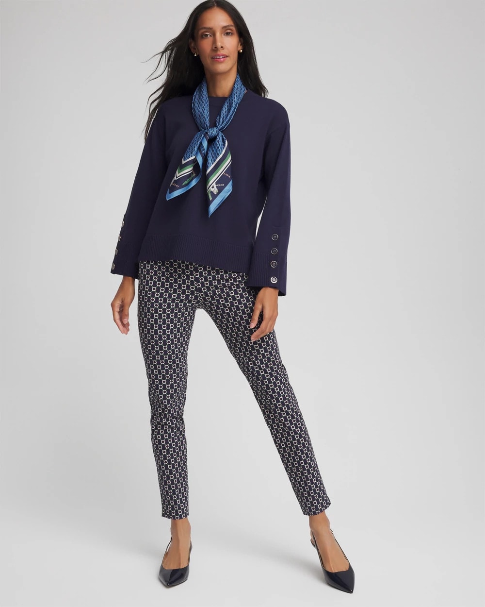 Chico's Discount Passport Blue Brigitte™ Chain Connection Slim Ankle Pants