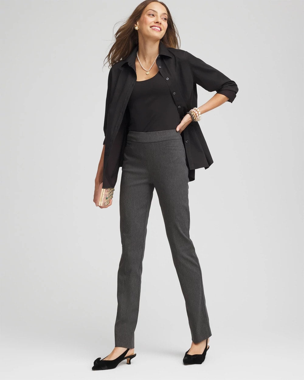 Chico's On Sale Graphite Heather Gray Brigitte™ Slim Full-Length Pants