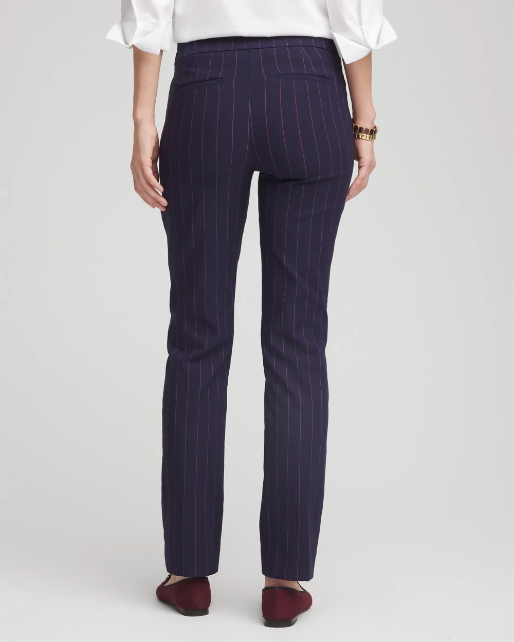 Chico's For Sale Passport Blue Shadow Stripe Brigitte™ Slim Pull-On Pants