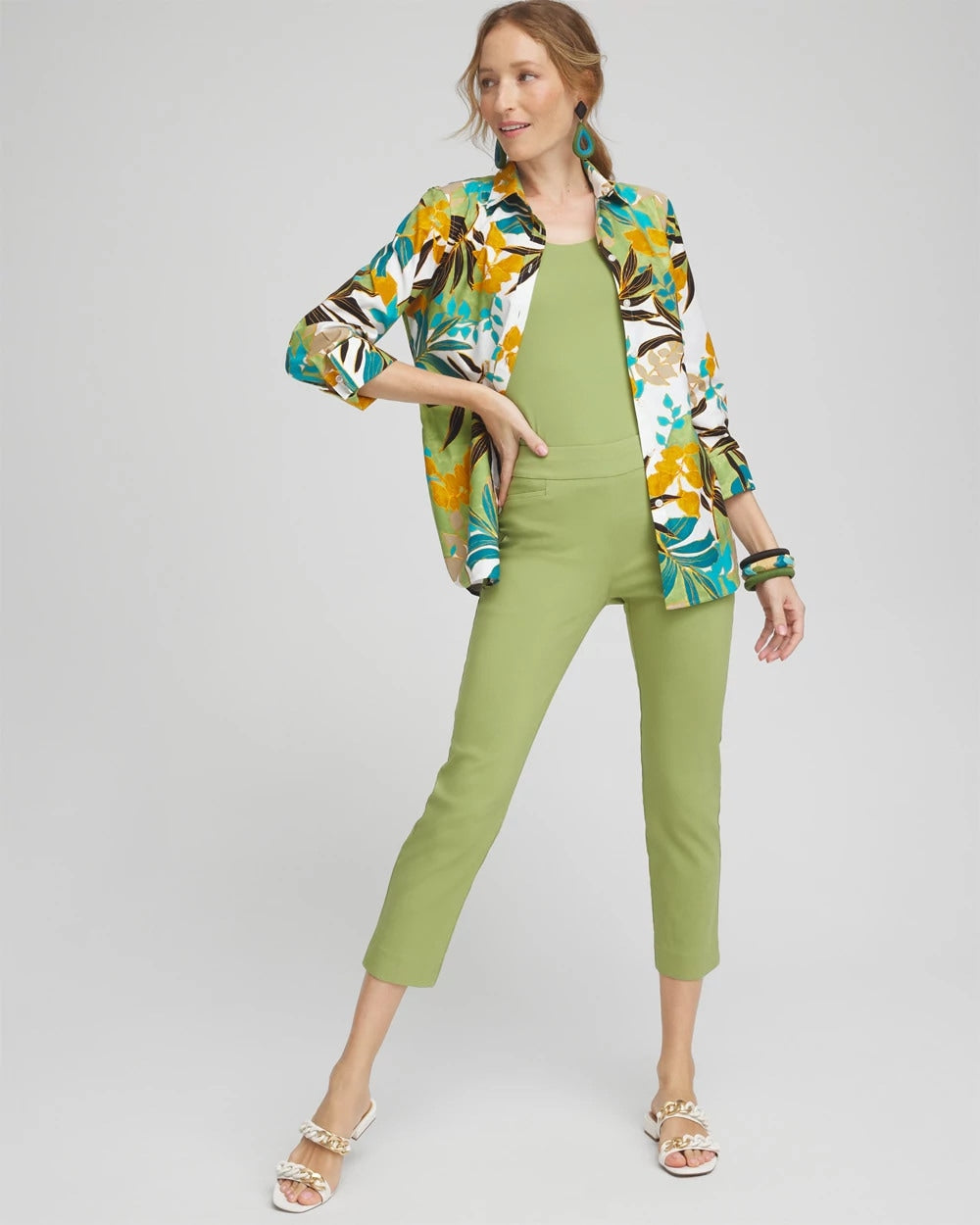 Chico's Sale Spanish Moss Brigitte™ Pull-On Slim Cropped Pants