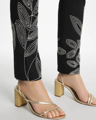 Chico's Outlet Black Floral Soutache Brigitte™ Slim Pull-On Ankle Pants