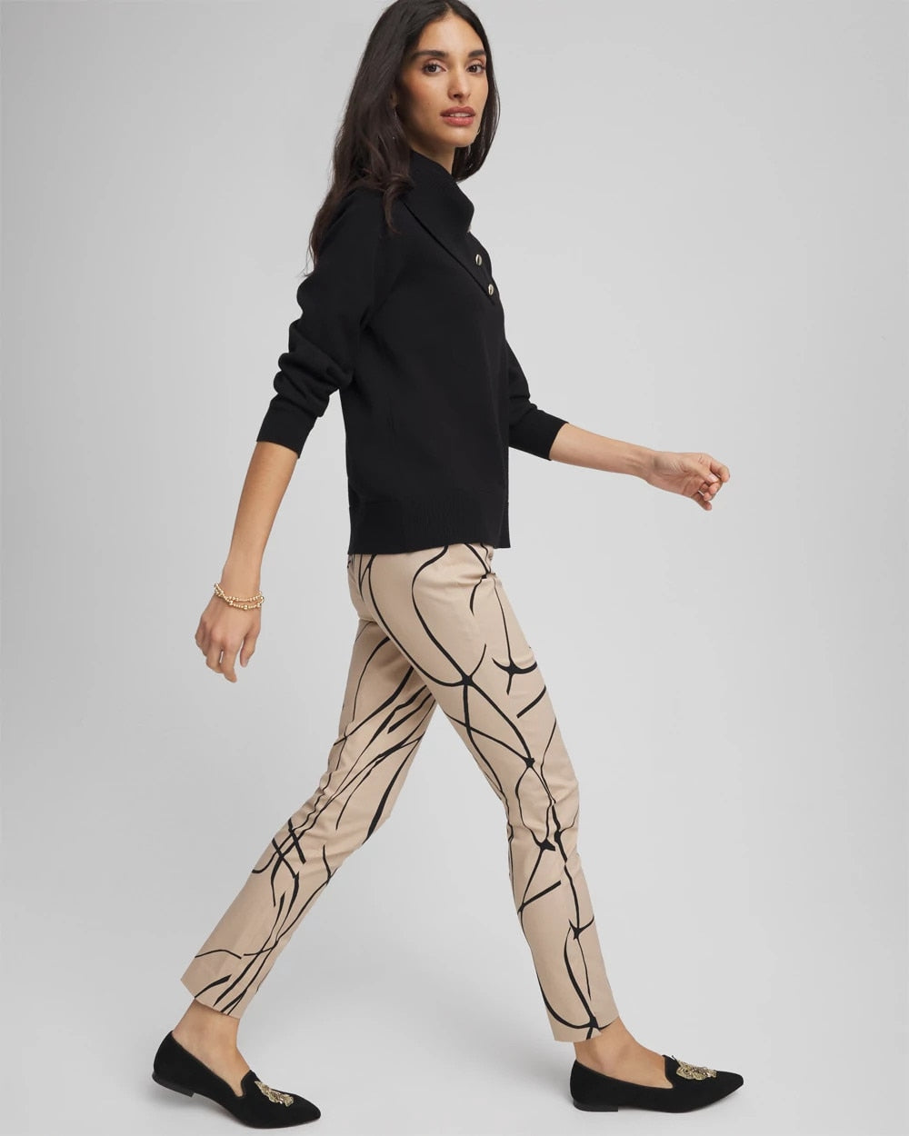 Chico's For Sale Champagne Fizz Brigitte™ Golden Leaf  Slim Ankle Pants