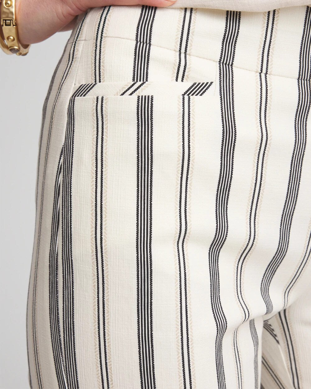 Chico's Online Ecru Brigitte™ Slub Striped Cropped Pants