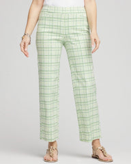 Chico's Discount Moroccan Mint Brigitte™ Wide Leg Plaid Cropped Pants