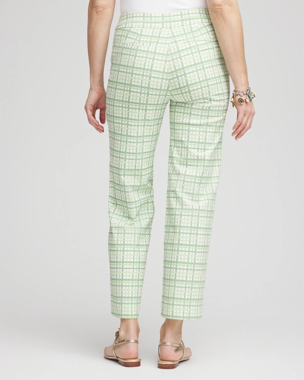Chico's Discount Moroccan Mint Brigitte™ Wide Leg Plaid Cropped Pants