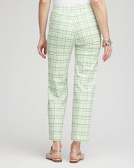 Chico's Discount Moroccan Mint Brigitte™ Wide Leg Plaid Cropped Pants