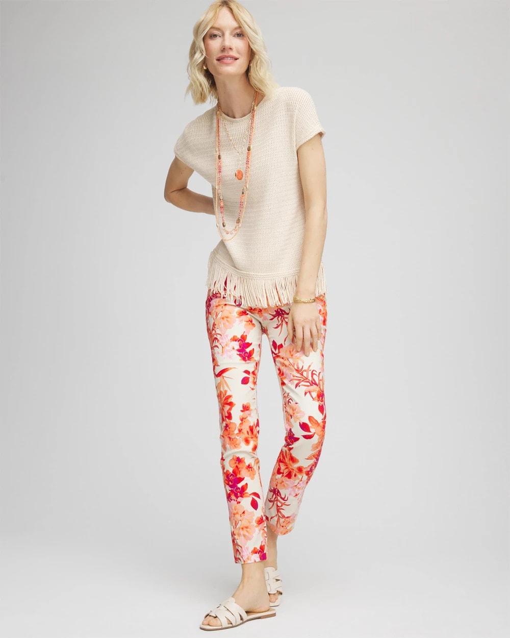 Chico's On Sale Sunset Peach Brigitte™ Slub Ankle Pants