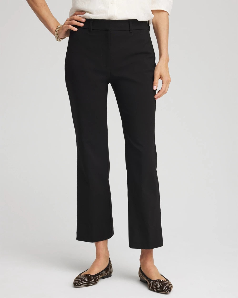Chico's Discount Black Emme Cropped Flared Pants