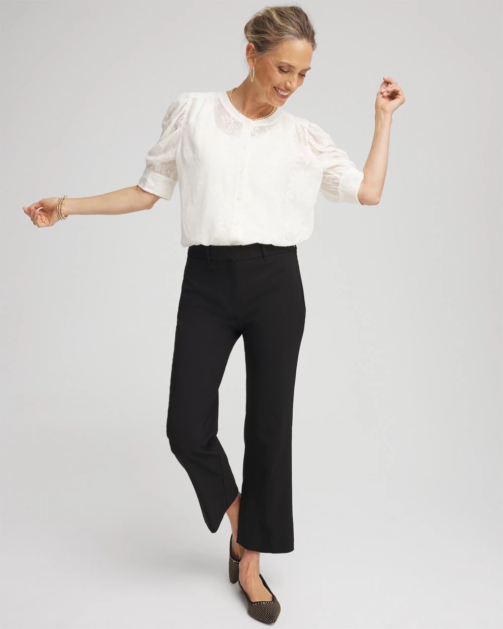Chico's Discount Black Emme Cropped Flared Pants