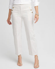 Chico's Sale Ecru Emme Striped Sailor Straight Crops
