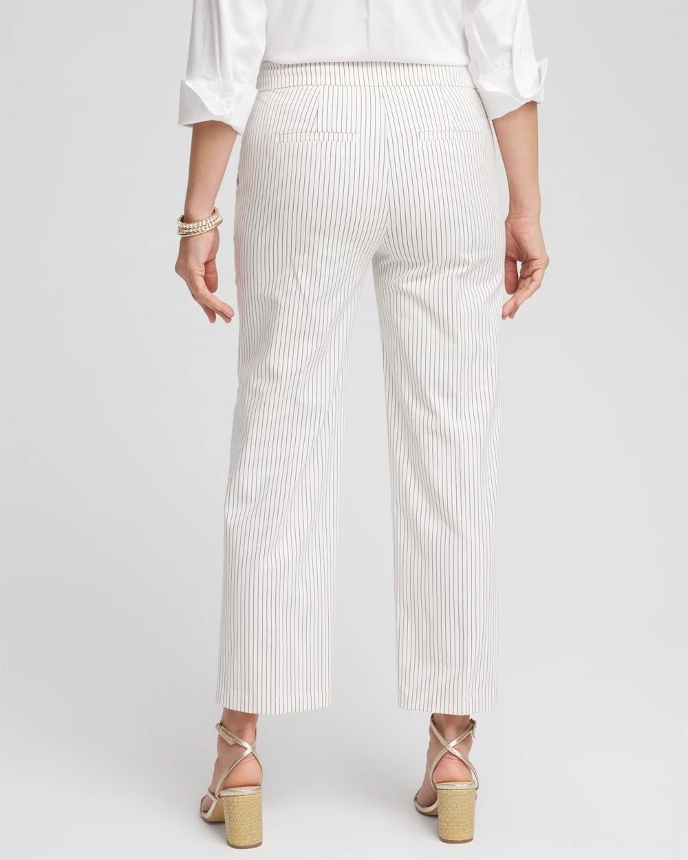 Chico's Sale Ecru Emme Striped Sailor Straight Crops