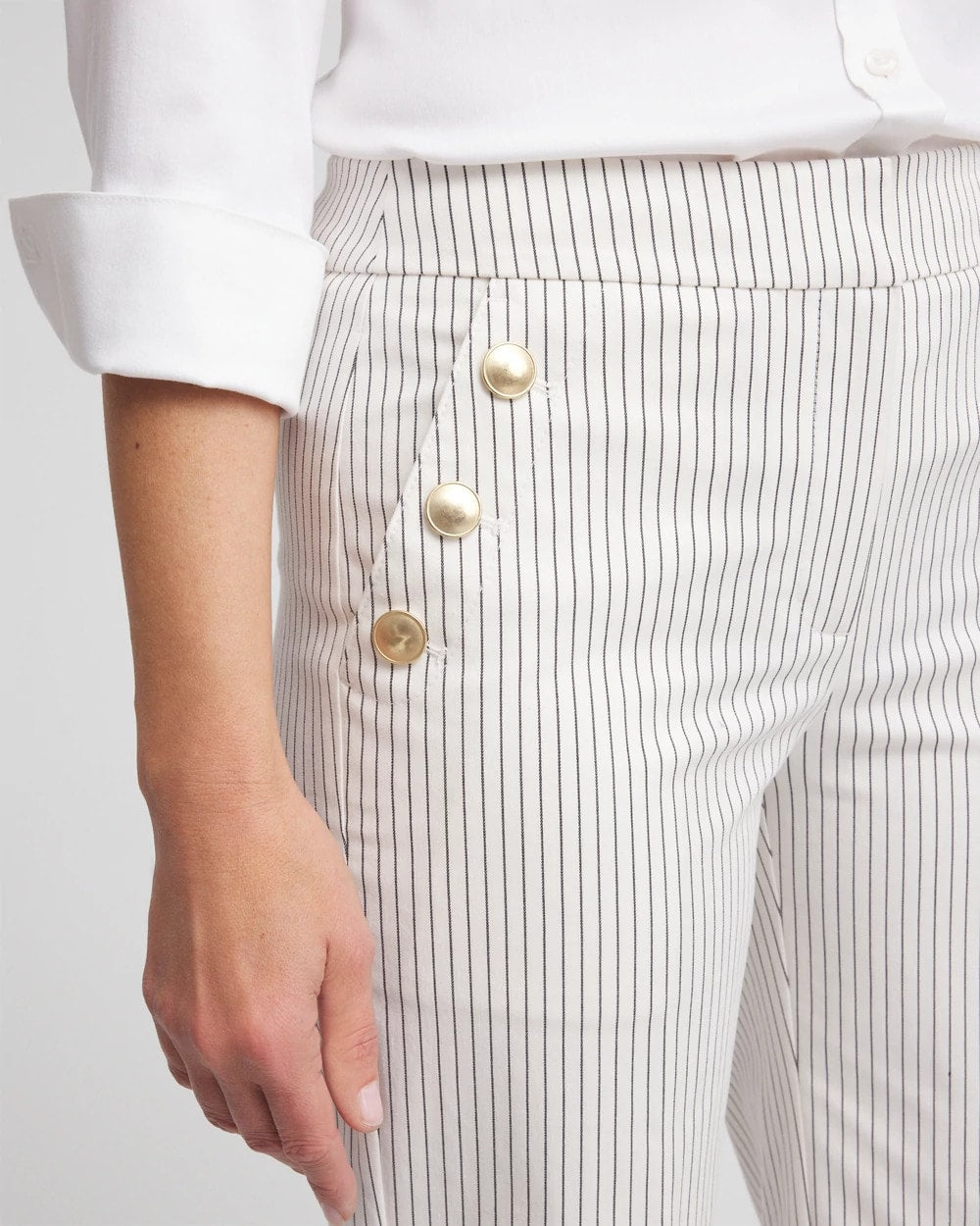 Chico's Sale Ecru Emme Striped Sailor Straight Crops
