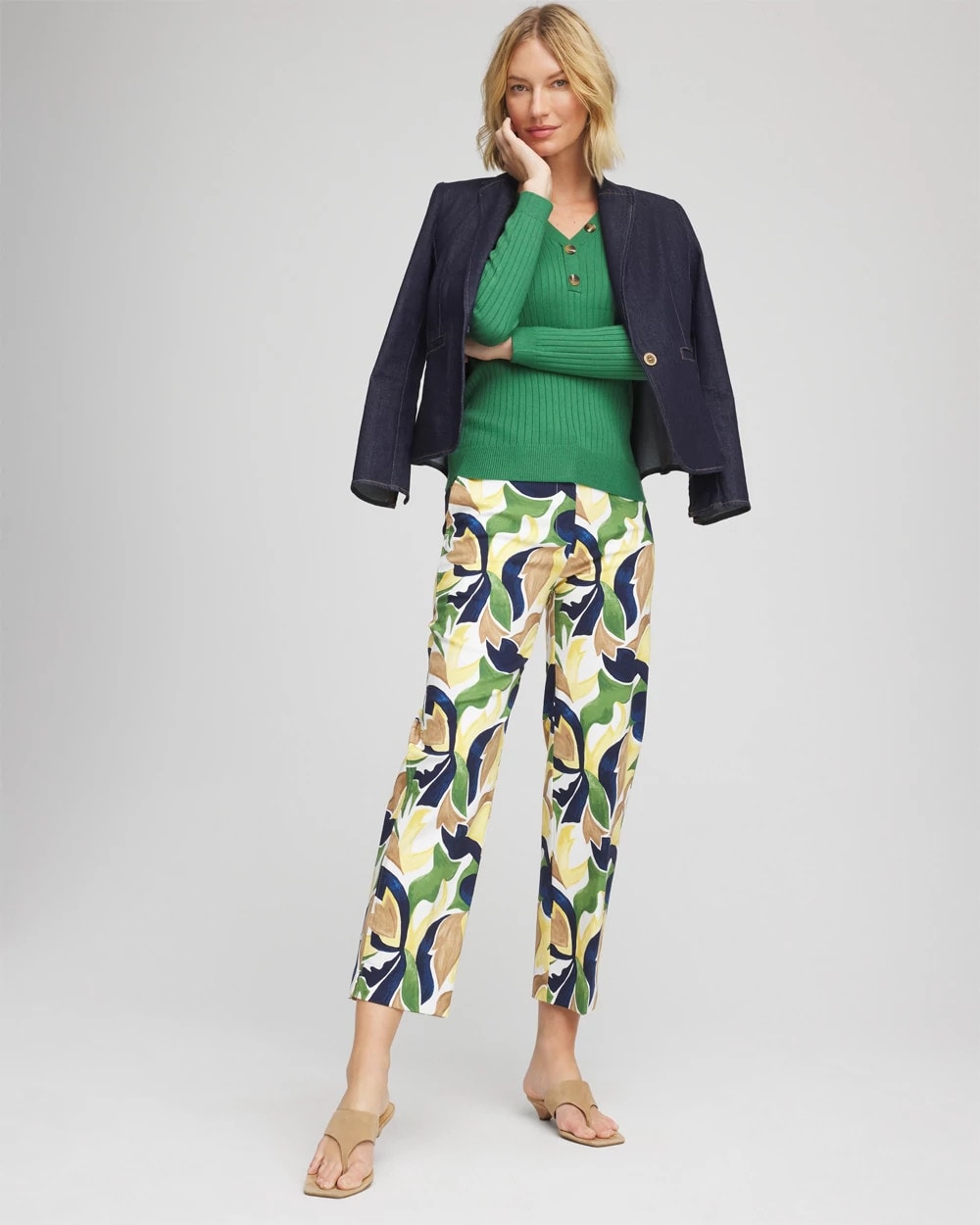 Chico's Outlet Alabaster Emme Straight Mod Cropped Pants
