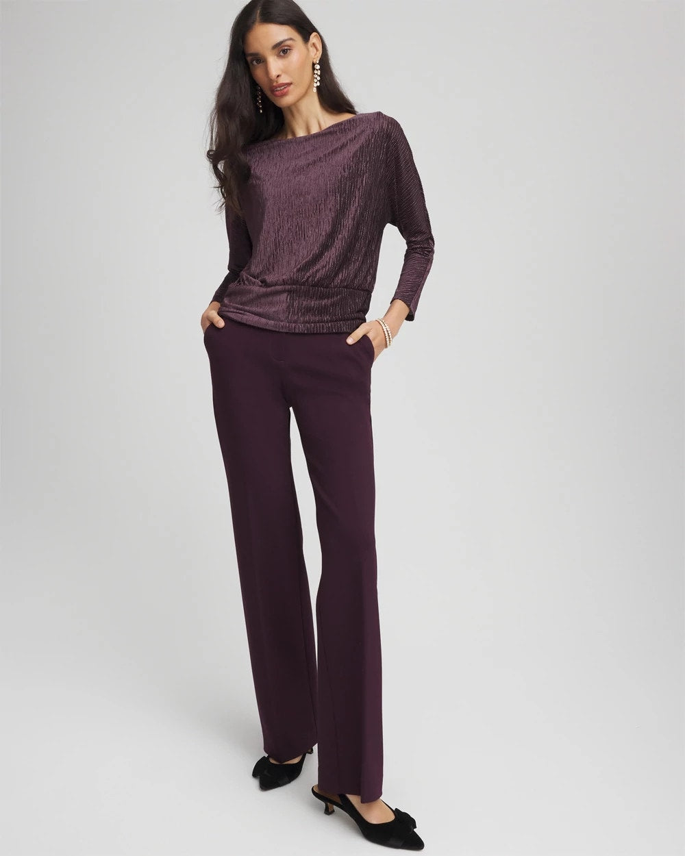 Chico's On Sale Night Bloom Emme Wide-Leg Trouser Ponte Pants