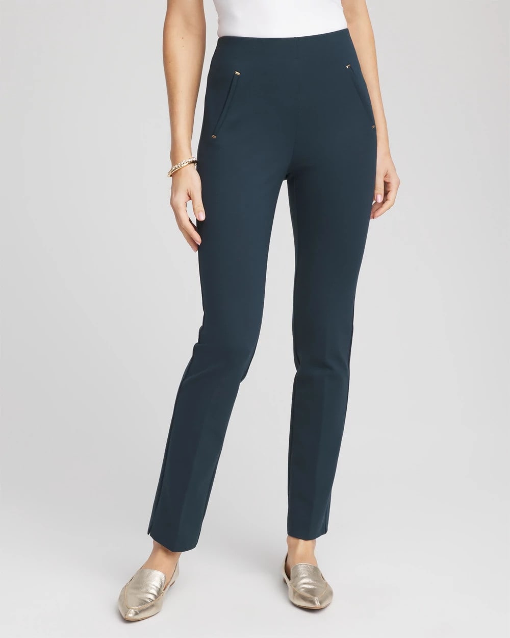 Chico's For Sale Teal Shadow Juliet Slim Trim Detail Ankle Pants