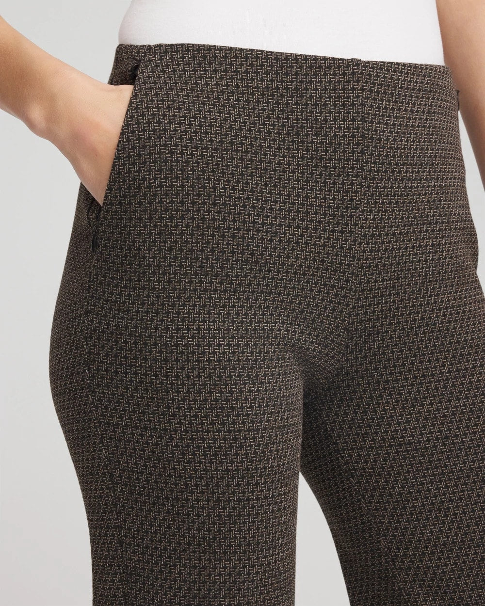 Chico's Discount Black Juliet Jacquard Full-Length Ponte Pants