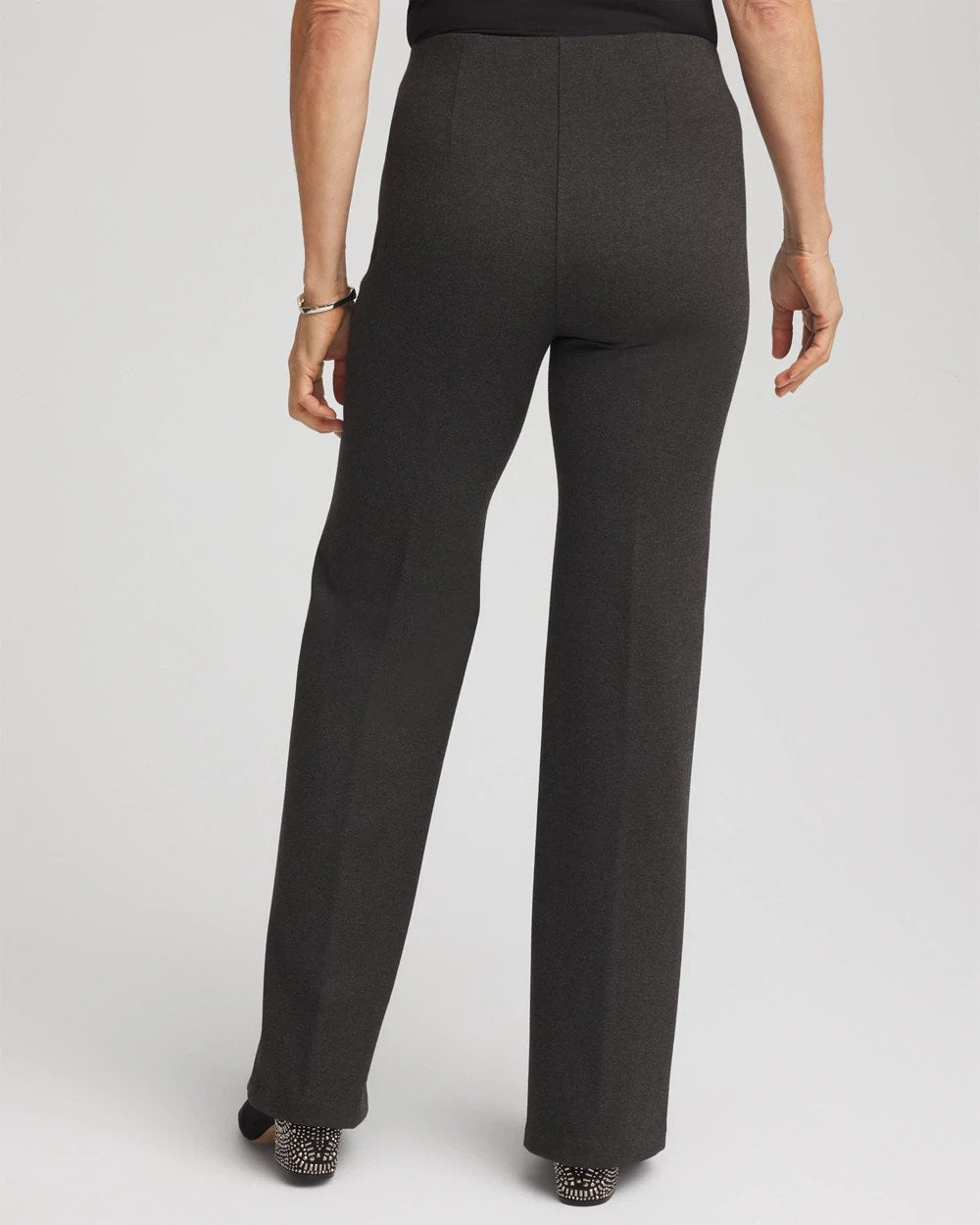 Chico's Sale Graphite Heather Gray Petite Juliet Wide Full-Length Ponte Pants