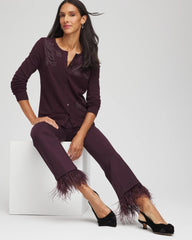 Chico's Outlet Night Bloom Juliet Feathered Flared Cropped Pants