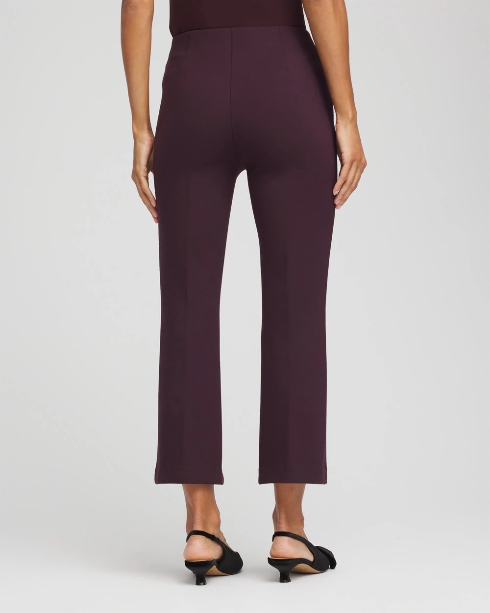 Chico's Outlet Night Bloom Juliet Feathered Flared Cropped Pants