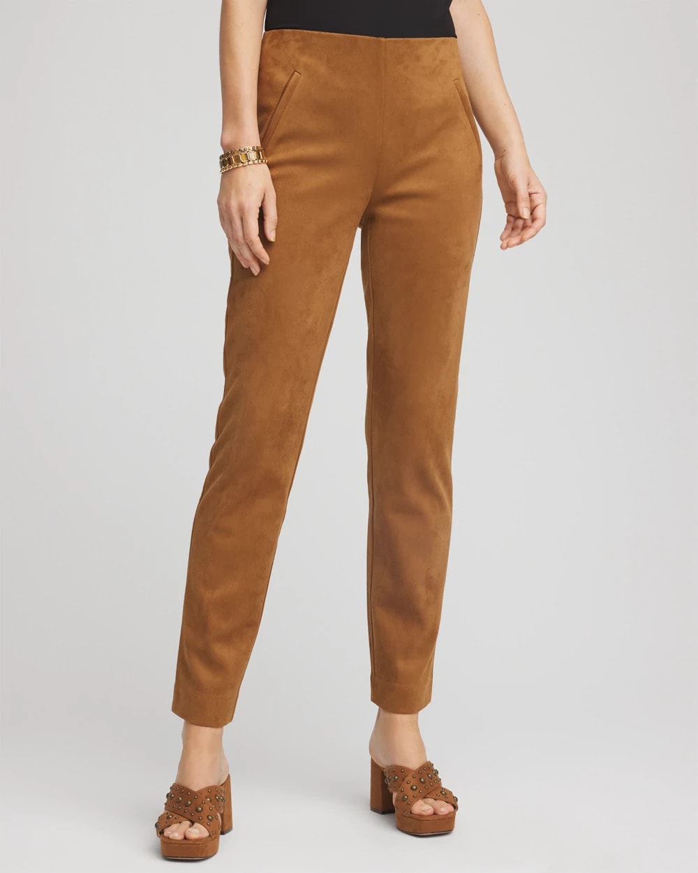 Chico's On Sale Burnt Sienna Faux Suede Juliet Slim Ankle Pants