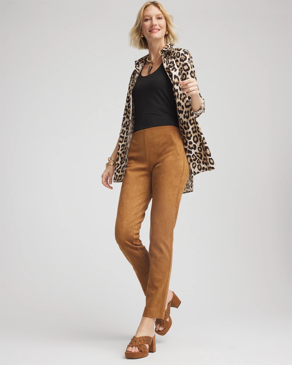 Chico's On Sale Burnt Sienna Faux Suede Juliet Slim Ankle Pants