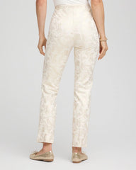 Chico's On Sale English Cream Juliet Golden Foiled Slim Ankle Pants