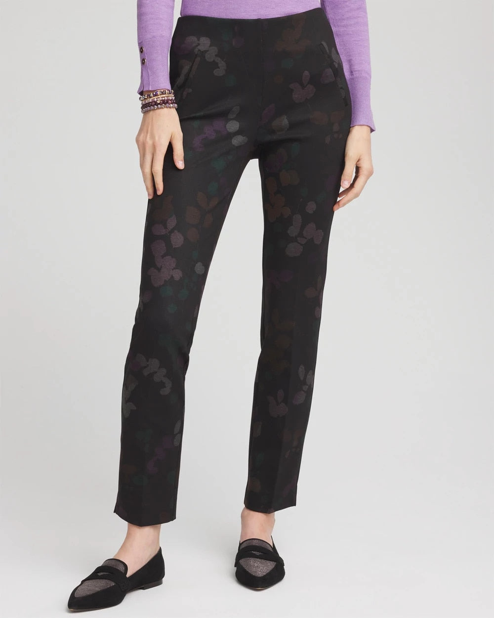Chico's Online Black Juliet Floral Ankle Pants