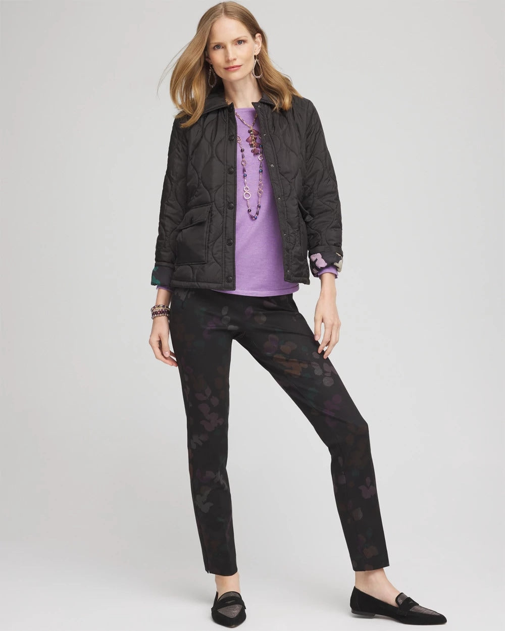 Chico's Online Black Juliet Floral Ankle Pants