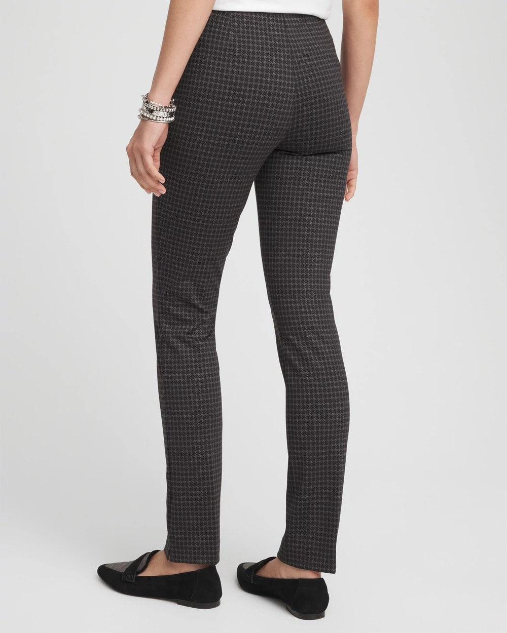 Chico's Discount Black Juliet Tonal Check Ankle Pants