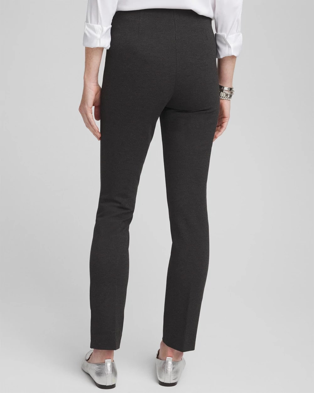 Chico's Outlet Graphite Heather Gray Juliet Trim Detail Ponte Ankle Pants