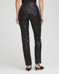 Chico's On Sale Black Juliet Foiled Slim Ponte Pants
