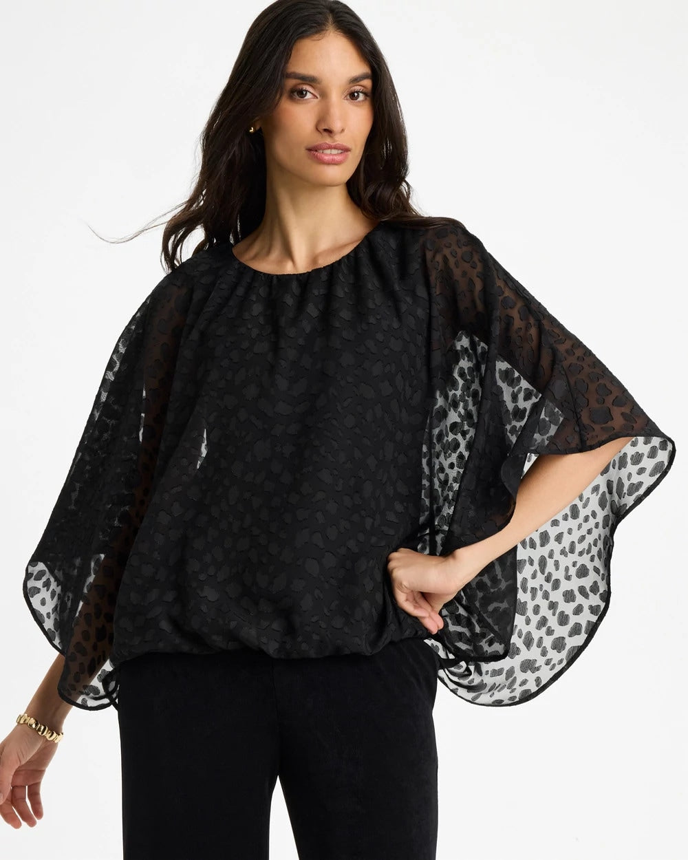 Chico's Discount Travelers Black Travelers™ Bubble Hem Top