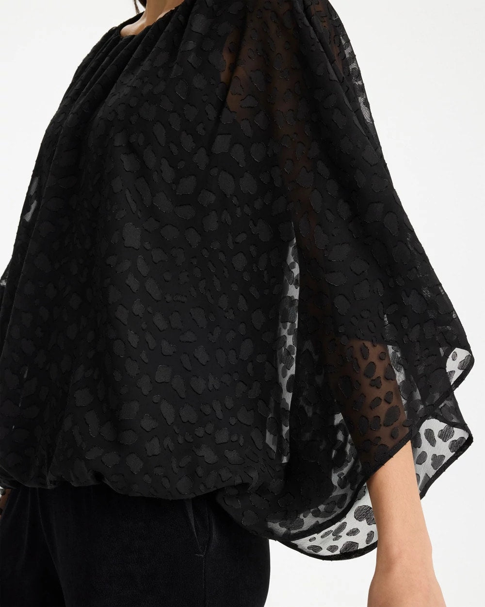 Chico's Discount Travelers Black Travelers™ Bubble Hem Top