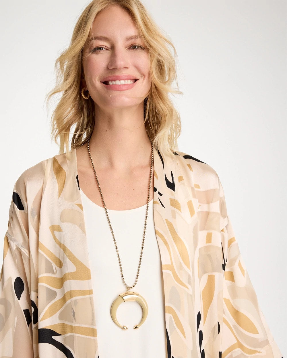 Chico's Discount Neutral Long Horn Pendant Necklace